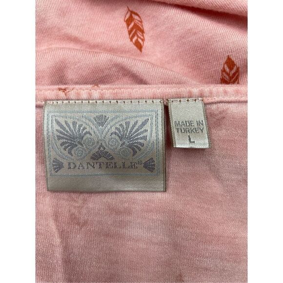 Dantelle Pink Feather V-Neck Blouse Size Large - Picture 4 of 7